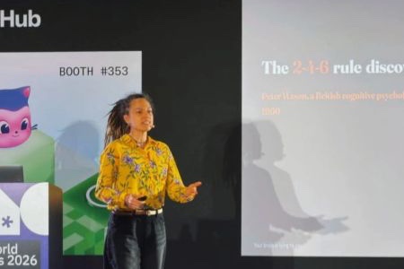 Kate Astrid on stage at WeAreDevelopers in San Jose